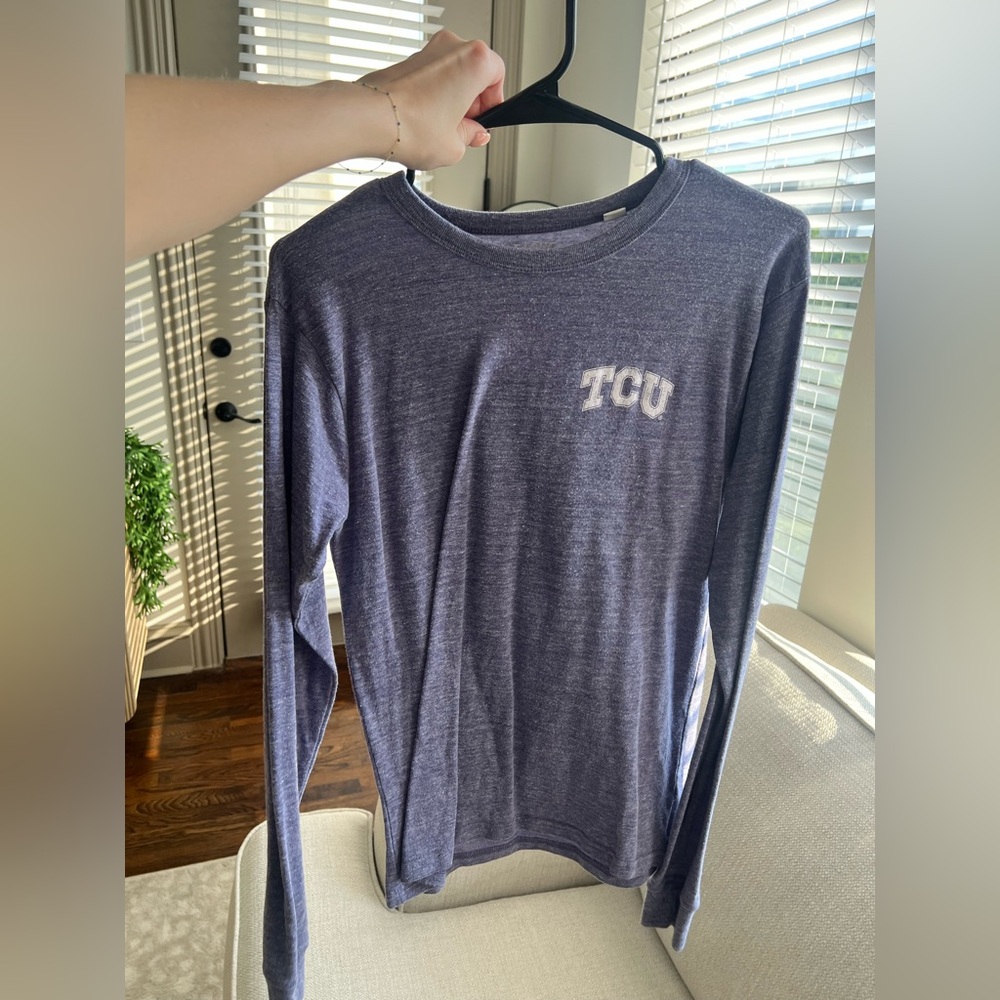 GO FROGS! League Women's Heathered Purple Long Sleeve Tee